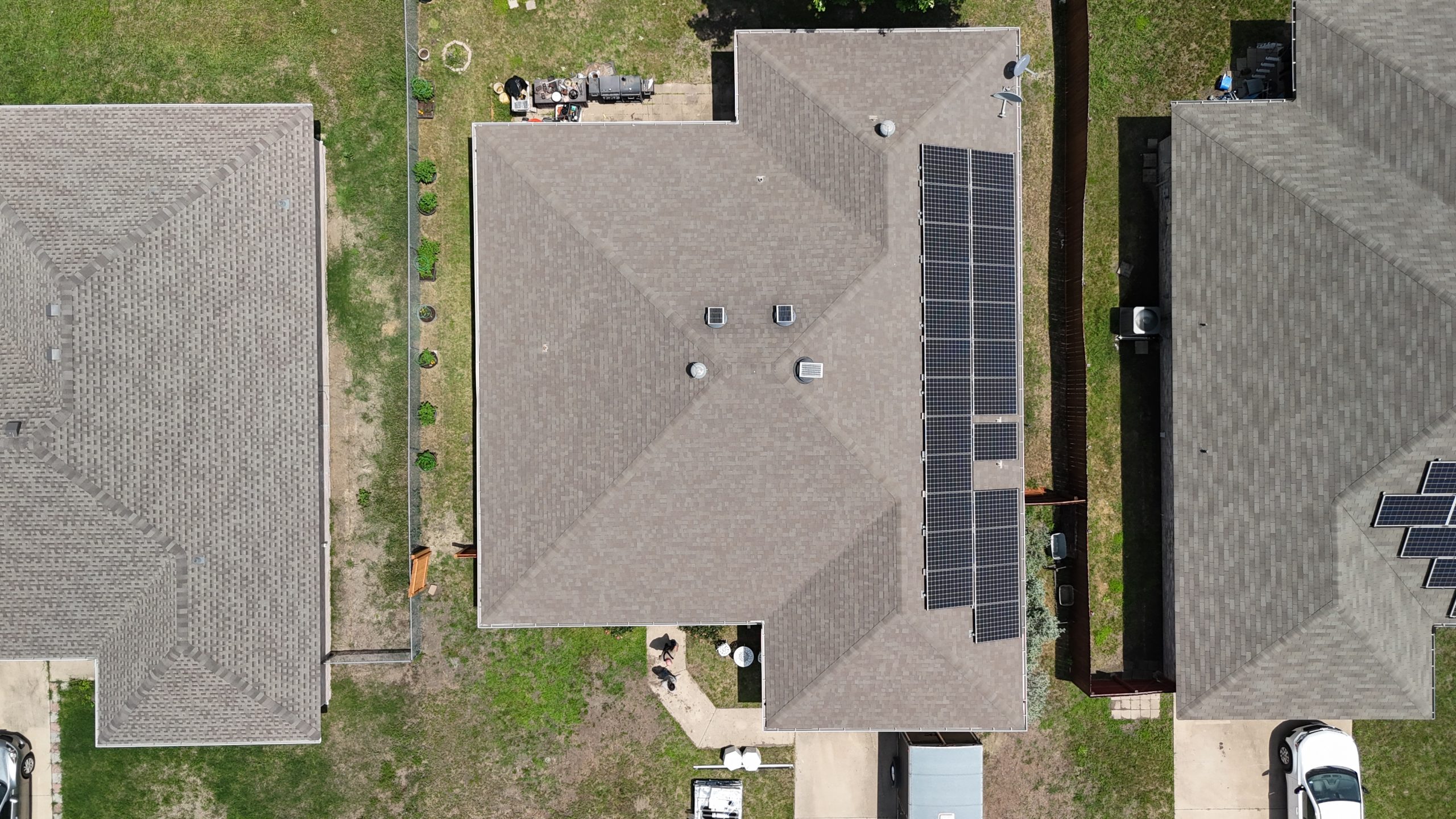 Aerial view of neighboring rooftops served by Plenox in Leander, TX
